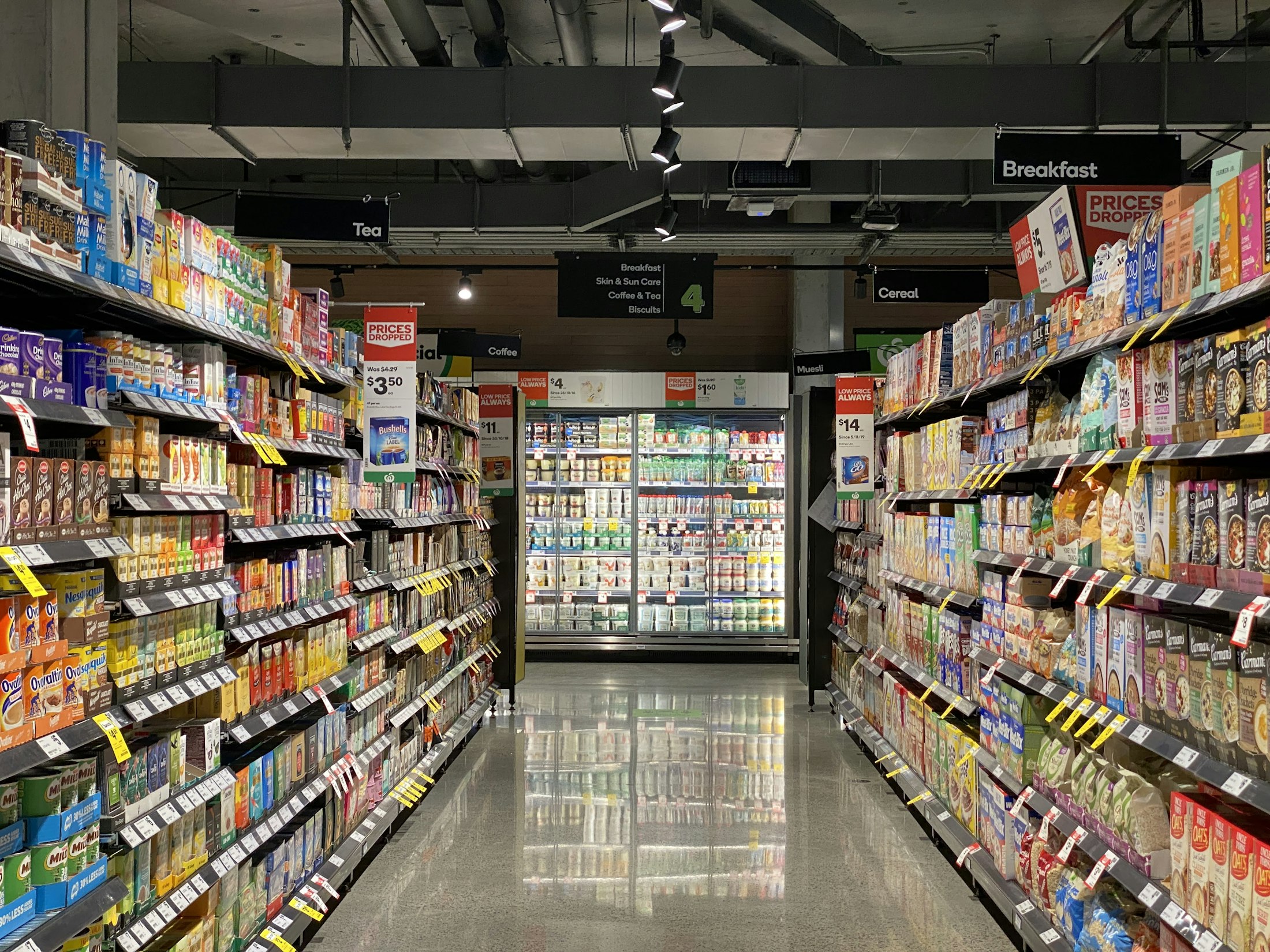 Consumer packaged goods on a retail shelf
